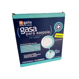 GASA PARA ASEPSIA ESTERILIZADA, CON JABÓN DE 10X10 CM